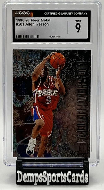 1996-97 Fleer Metal RC Allen Iverson #201 Sixers Rookie CGC 9 Mint