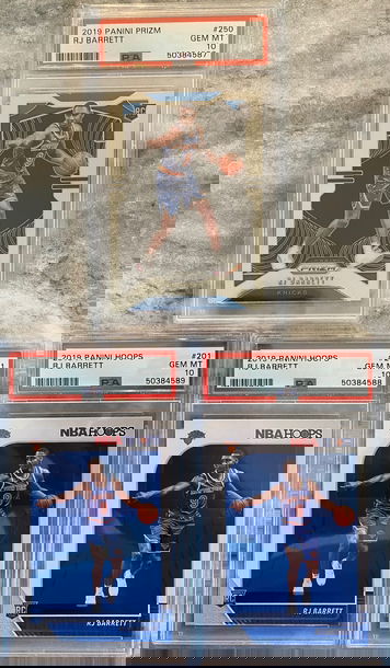 RJ Barrett Lot Panini Prizm(x1 PSA 10), Panini Hoops(x2 PSA 10
