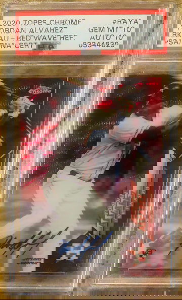 2020 Topps Chrome Yordan Alvarez RC Red Wave Auto #2/5 PSA 10 POP 1 Rookie On Card Autograph 1/1