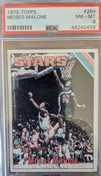 1975 Topps Moses Malone HoF RC PSA 8