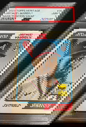 2023 Topps Heritage MICHAEL HARRIS ll #30 NAME POSITION SWAP SP Rookie RC Mint PSA 9