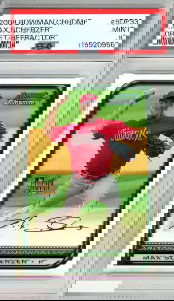 2008 BOWMAN CHROME DRAFT MAX SCHERZER #BDP33 REFRACTOR ROOKIE RC PSA 9 MINT