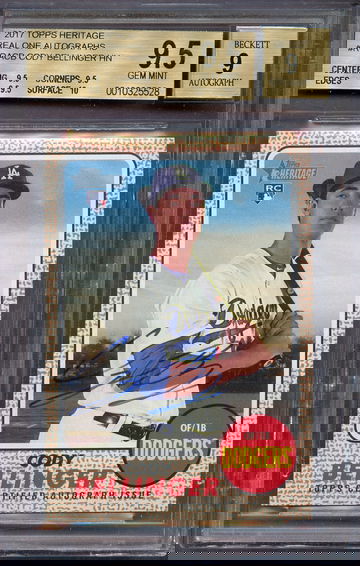 CODY BELLINGER 2017 TOPPS HERITAGE auto BGS 9.5