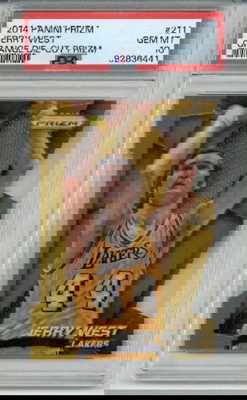2014 PANINI PRIZM ORANGE DIE CUT PRIZM #211 JERRY WEST /139 PSA 10