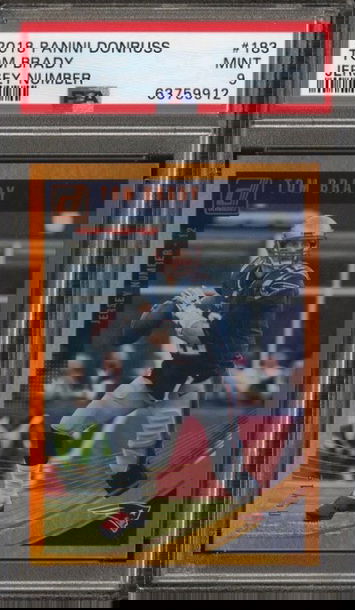 2018 Panini Donruss Tom Brady #183 JERSEY NUMBER 5/12 PSA 9 POP 1