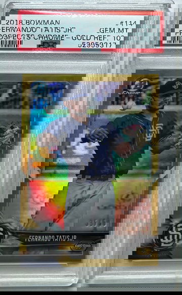 2018 Bowman Chrome FERNANDO TATIS JR. TRUE GOLD REFRACTOR 35/50 PSA 10 Gem Mint Rookie Card