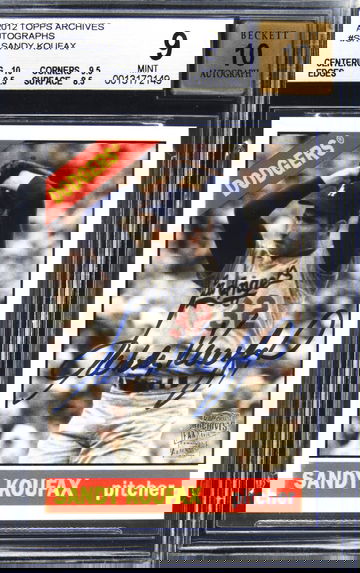 2012 Topps Archives Fan Favorites Sandy Koufax sp Auto 1966, BGS 9 w/ 10 Signature