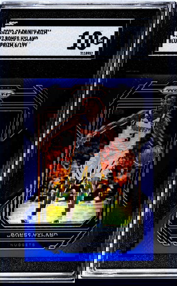 2022-23 Panini Prizm Blue Prizm Bones Hyland #27 /199 SGC 10