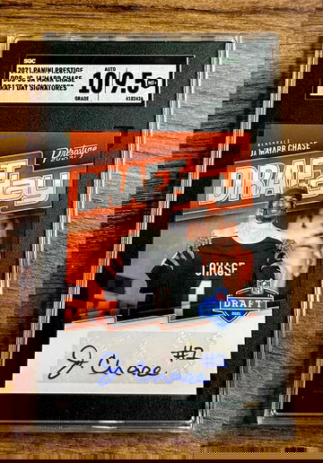2021 Ja’Marr Chase Panini Prestige Draft Day Rookie Auto SGC 9.5 10 Signatures Jamarr Autograph RC