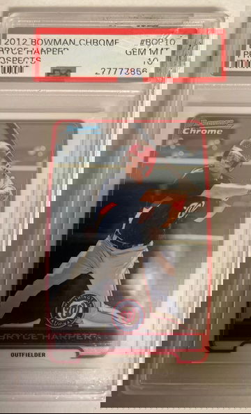 2012 Bowman Chrome Prospects Bryce Harper PSA 10 RC Rookie BCP10 *Cracked Case