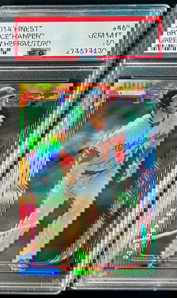 2014 Topps Finest Green Refractor /199 Bryce Harper PSA 10 POP 5