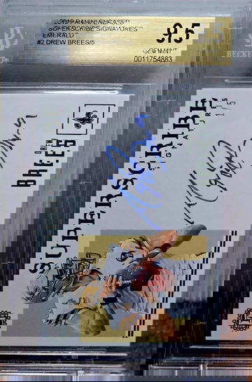 2019 Panini Encased Drew Brees Emerald Autograph BGS 9.5 Gem Mint Auto 10 # 1/5