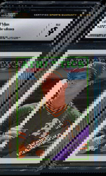 1988 Topps Jose Canseco #370 CSG 9 Mint - Oakland Athletics