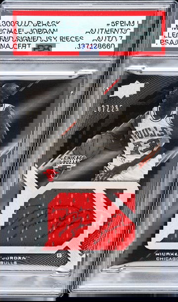 2008 MICHAEL JORDAN UPPER DECK BLACK LEGEND SIGNED JERSEY PIECES /25 PSA AUTHENTIC