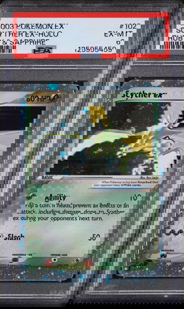 2003 Pokemon Ex Ruby and Sapphire Holo Scyther Ex #102 PSA 6