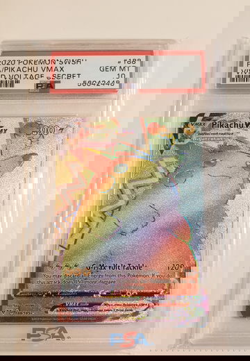 2020 Pokemon SWSH FA #188 Pikachu VMax Vivid Voltage Secret PSA 10