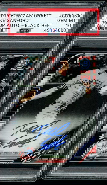 2019 Bowman Draft Chrome Jake Sanford Black Refractor Auto #'d 07/75 PSA 10 Gem Mint