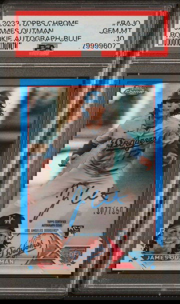 2023 Topps Chrome James Outman RC  La Dodgers Rookie Auto blue Refractor Psa 10 Pop 1