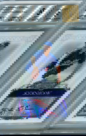 2006 Bowman Sterling Clayton Kershaw BGS 9 auto 9