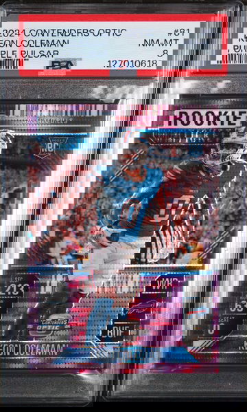 2024 Panini Contenders Optic Purple Pulsar Keon Coleman #81 /37 PSA 8