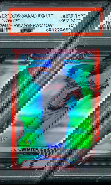 🔥 PSA 10 T.J. White RED REFRACTOR 1st 2021 Bowman Draft 1/5 BDC157 Low Pop 2 Serial #1 Nationals Top Prospect