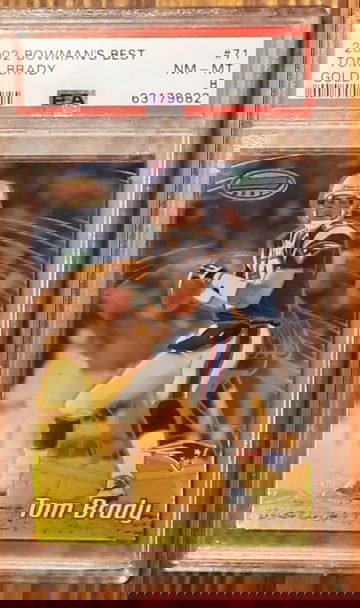 2002 Bowmans Best Tom Brady Gold /25 PSA 8