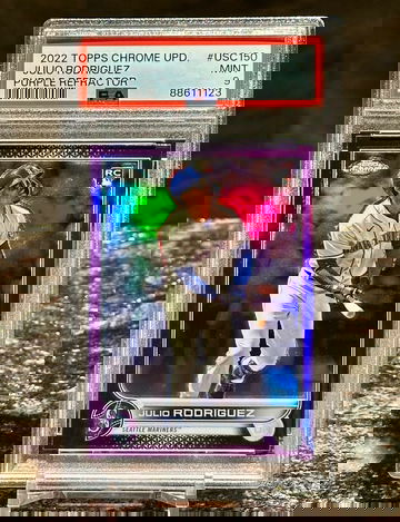 2022 Topps Chrome Update PURPLE Refractor JULIO RODRIGUEZ ROOKIE MINT PSA 9 MARINERS RC