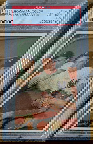 1953 Bowman Hank Bauer Yogi Berra Mickey Mantle PSA 4.5