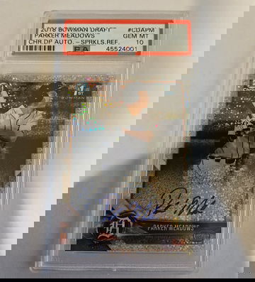 2018 Bowman Draft Parker Meadows sparkle refractor /71 PSA 10