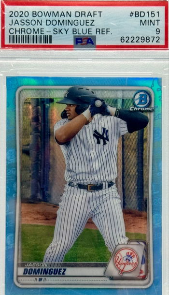 2020 BOWMAN DRAFT JASSON DOMINGUEZ CHROME - SKY BLUE REF. PSA #BD151 PSA 9 MINT