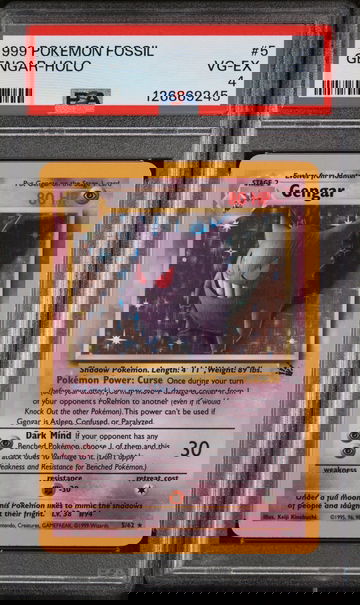 1999 Pokemon Fossil Holo Gengar #5 PSA 4