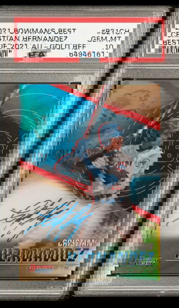 2021 Bowman’s Best Cristian Hernandez Blue Autograph /150 PSA 10