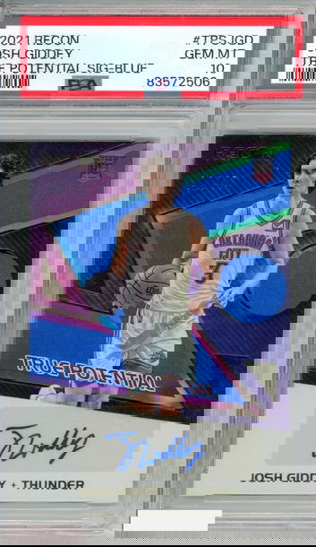 2021 PANINI RECON TRUE POTENTIAL SIGNATURE JOSH GIDDEY BLUE 44 OF 49 RC PSA 10