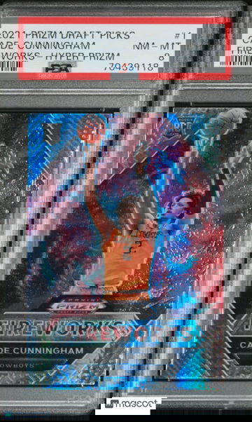 Cade Cunningham 2021 Prizm Draft Pick Fireworks Hyper #1 Pistons Rookie RC PSA 8