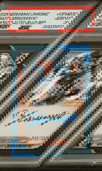 2024 Bowman Chrome Prospect Autographs Prospect Auto-Blue Ref Brady Cerkownyk #CPABCE /150 PSA 10