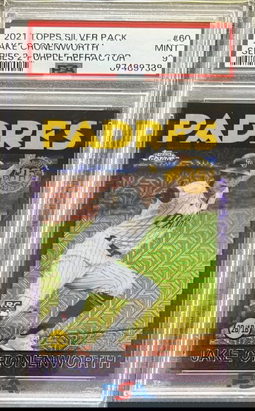 /75 2021 Topps '86 Topps Jack Cronenworth Silver Pack Purple Refractor PSA Slab