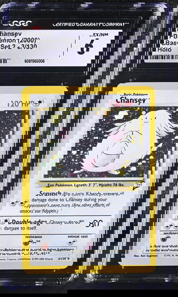 2000 Pokémon Base Set 2 Chansey #3/130 Holo CGC 6