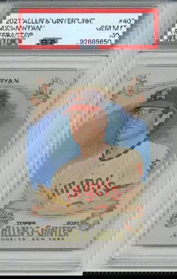 2021 TOPPS ALLEN & GINTER CHROME REFRACTOR NOLAN RYAN ANGELS PSA 10 LOW POP