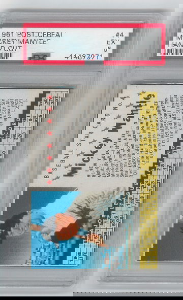 1961 POST CEREAL #4 MICKEY MANTLE HAND CUT PSA 5 EX