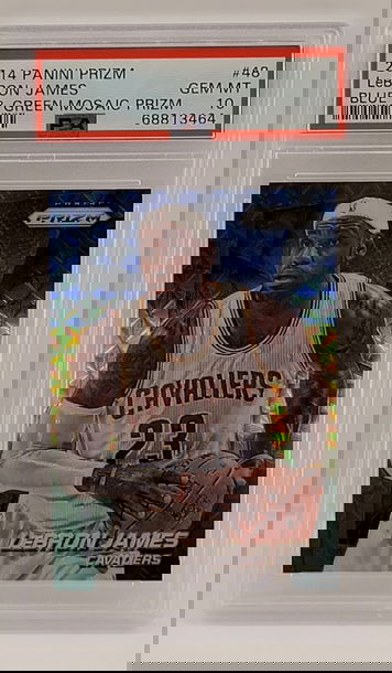 2014 Panini Prizm Blue Green Mosaic Prizm LeBron James  PSA10