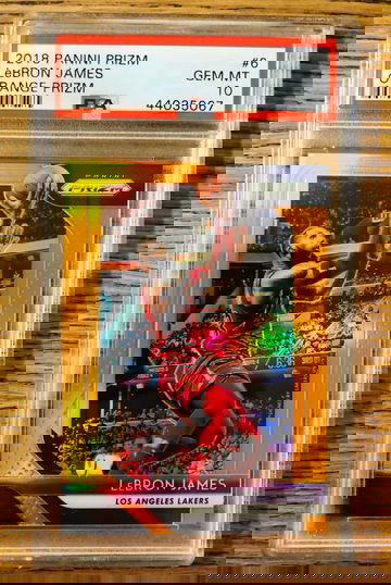 2018 Panini Prizm LeBron James Orange Prizm /49 PSA 10
