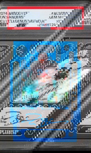 2024 Panini Absolute Absolute Legends Signature Blue Deion Sanders #ALSDSS /35 PSA 10