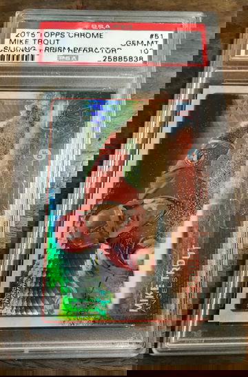 2015 TOPPS CHROME SLIDING PRISM REFRACTOR MIKE TROUT PSA 10 GEM MINT