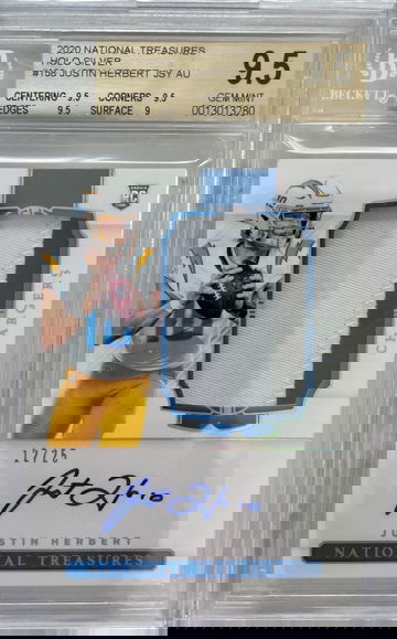 2020 National Treasures Holo Silver Justin Herbert Jersey Auto BGS 9.5 None graded higher