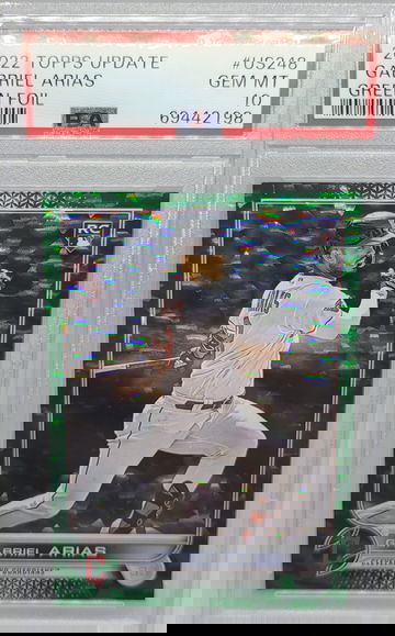 2022 Topps Update #US248 Gabriel Arias Green Foil RC #432/499 PSA 10 Pop 1