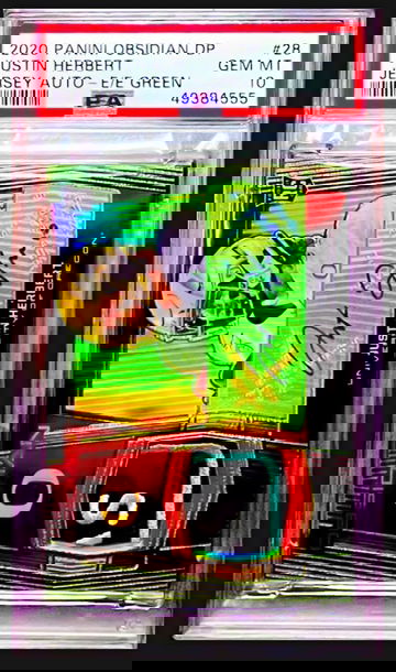 2020 PANINI OBSIDIAN DRAFT PICKS JUSTIN HERBERT #2/10 GREEN ELECTRIC ETCH RPA RC AUTO PSA 10 GEM MINT POP 1