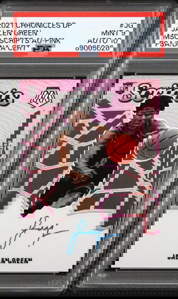 2021 PANINI MOSAIC DRAFT PICKS JALEN GREEN PINK AUTO PSA 9 / 10 RC ROOKIE CARD