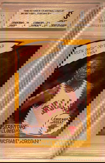 1990 Kenner Starting Lineup #8 Michael Jordan Rookie Year 1984 BGS 8 NM-MT