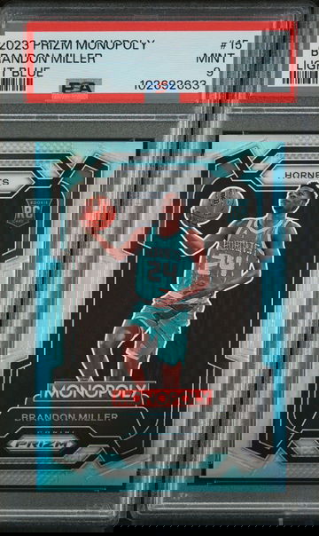 2023 Panini Prizm Monopoly Light Blue Brandon Miller #15 RC /199 PSA 9