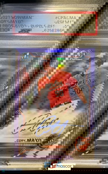 2021 Bowman Chrome Prospect Autographs Coby Mayo #CPACMA PSA 10